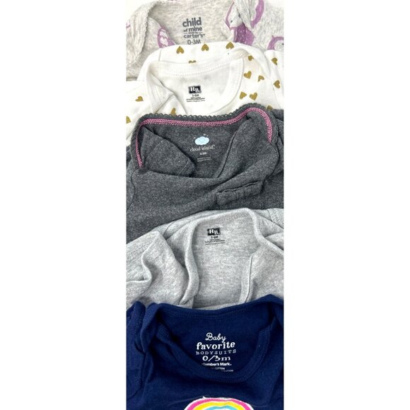 Baby Girl's - 5 Body Suits - Navy‎ Blue, Greys, and White - Size 3-6 M - Picture 11 of 11